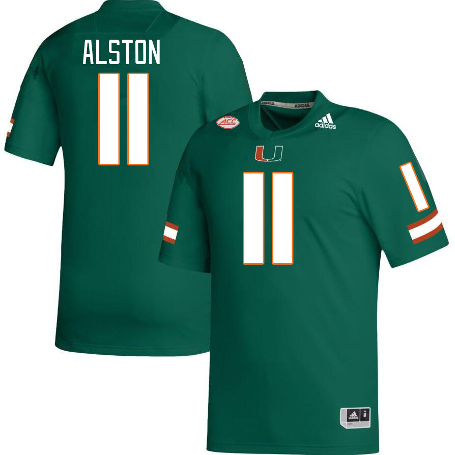 Men #11 Elijah Alston Miami Hurricanes College Football Jerseys Stitched-Green